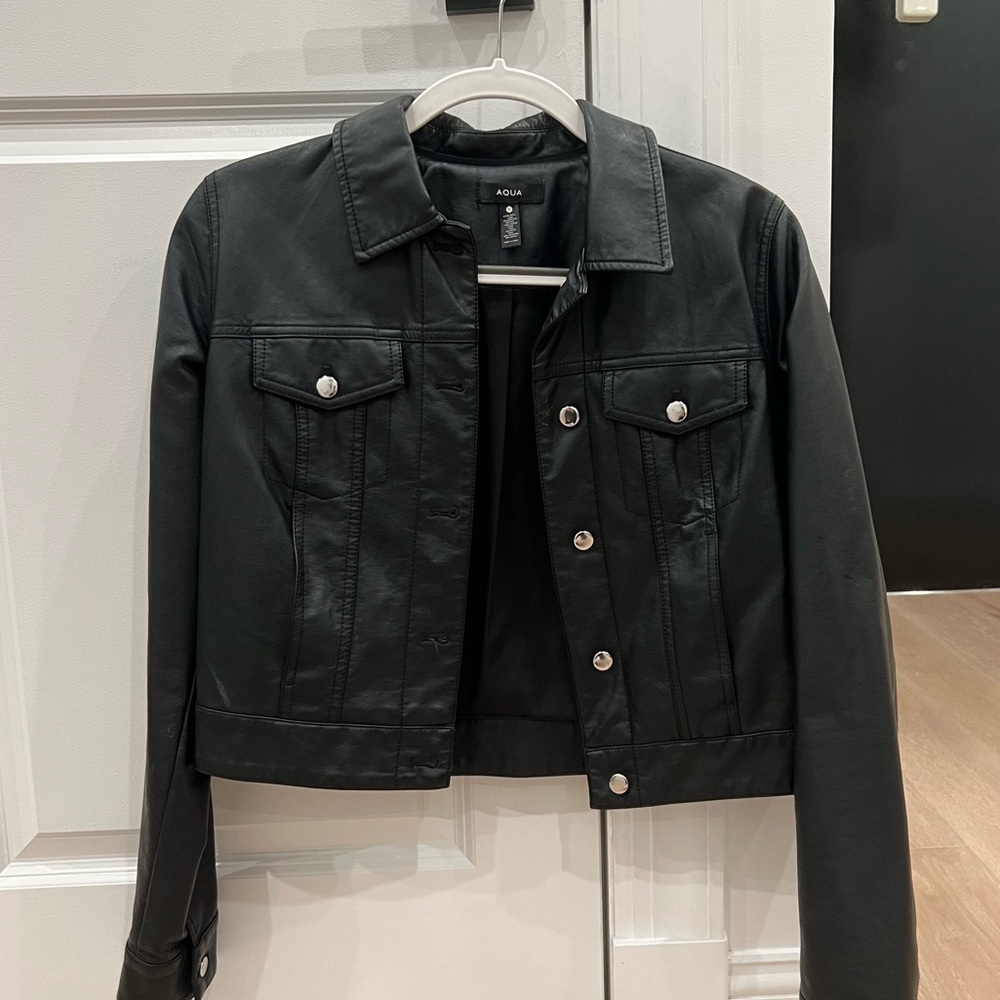 Aqua leather jacket
